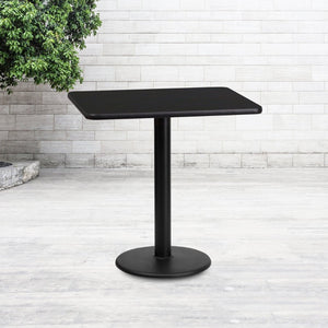 English Elm Stiles 24" x 30" Rectangular Black Laminate Table Top with Durable Cast Iron Base for Versatile Use XU-BLKTB-2430-TR18-GG