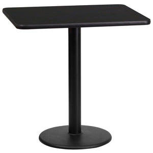 English Elm Stiles 24" x 30" Rectangular Black Laminate Table Top with Durable Cast Iron Base for Versatile Use XU-BLKTB-2430-TR18-GG