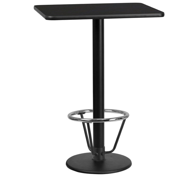 English Elm Stiles Commercial-Grade Bar Height Table Set with Durable Laminate Top and Cast-Iron Base Features Black 24"W x 30"L XU-BLKTB-2430-TR18B-3CFR-GG
