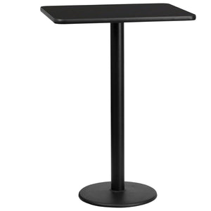 English Elm Stiles Commercial-Grade Rectangular Laminate Table Top with Durable Bar Height Cast Iron Base Set Black 24"W x 30"L XU-BLKTB-2430-TR18B-GG