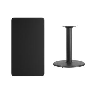 English Elm Stiles 24" x 42" Rectangular Black Laminate Table Top with Sturdy Round Base for Versatile Use XU-BLKTB-2442-TR24-GG