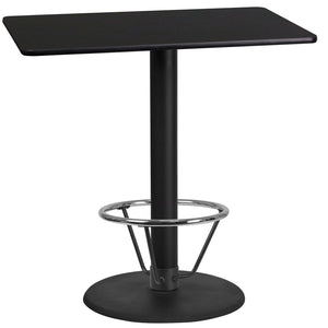 English Elm Stiles Commercial-Grade Bar-Height Table Set with Durable Laminate Top and Sturdy Cast-Iron Base Black 24"W x 42"L XU-BLKTB-2442-TR24B-4CFR-GG