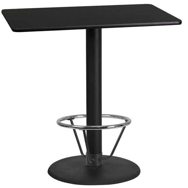 English Elm Stiles Commercial-Grade Bar-Height Table Set with Durable Laminate Top and Sturdy Cast-Iron Base Black 24"W x 42"L XU-BLKTB-2442-TR24B-4CFR-GG