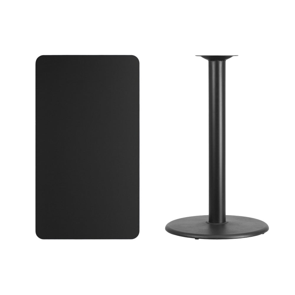 English Elm Stiles Durable Rectangular Laminate Table Top with Bar Height Base - Perfect for Cafés & Home Use Black 24"W x 42"L XU-BLKTB-2442-TR24B-GG