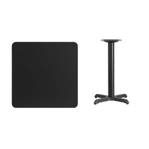 English Elm Stiles 30'' Square Black Laminate Table Top with Versatile Base for Dining and Hospitality Spaces XU-BLKTB-3030-T2222-GG