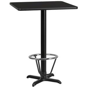 English Elm Stiles Durable Commercial-Grade Table Set with Versatile Laminate Top and Sturdy Bar Height Base Black 30" Square XU-BLKTB-3030-T2222B-3CFR-GG