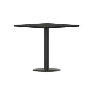 English Elm Stiles 30" Square Black Laminate Table Top with Versatile Cast Iron Base for Dining & Hospitality XU-BLKTB-3030-TR18-GG
