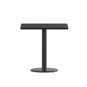 English Elm Stiles 30" Square Black Laminate Table Top with Versatile Cast Iron Base for Dining & Hospitality XU-BLKTB-3030-TR18-GG