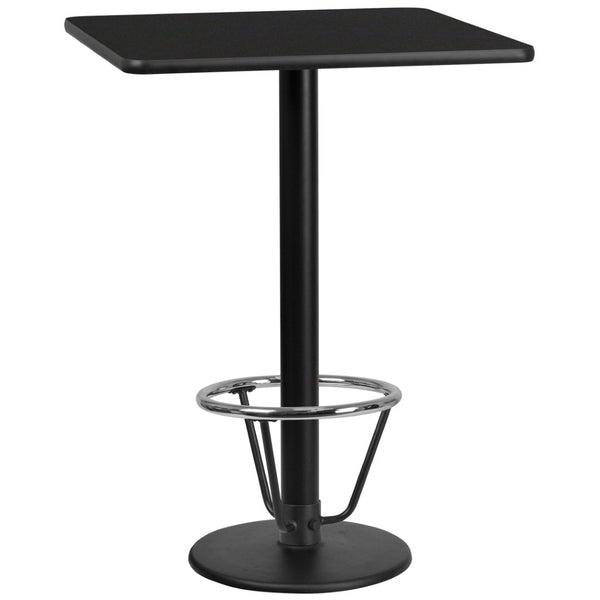 English Elm Stiles Commercial-Grade Bar Height Table Set with Reversible Laminate Top and Durable Cast Iron Base Black 30" Square XU-BLKTB-3030-TR18B-3CFR-GG