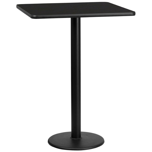 English Elm Stiles Bar Height Table Set with Durable Laminate Top and Sturdy Cast-Iron Base for Any Space Black 30" Square XU-BLKTB-3030-TR18B-GG