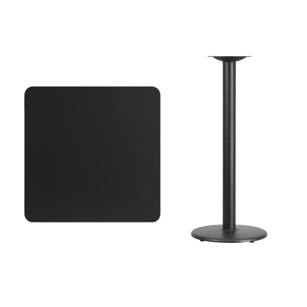 English Elm Stiles Bar Height Table Set with Durable Laminate Top and Sturdy Cast-Iron Base for Any Space Black 30" Square XU-BLKTB-3030-TR18B-GG
