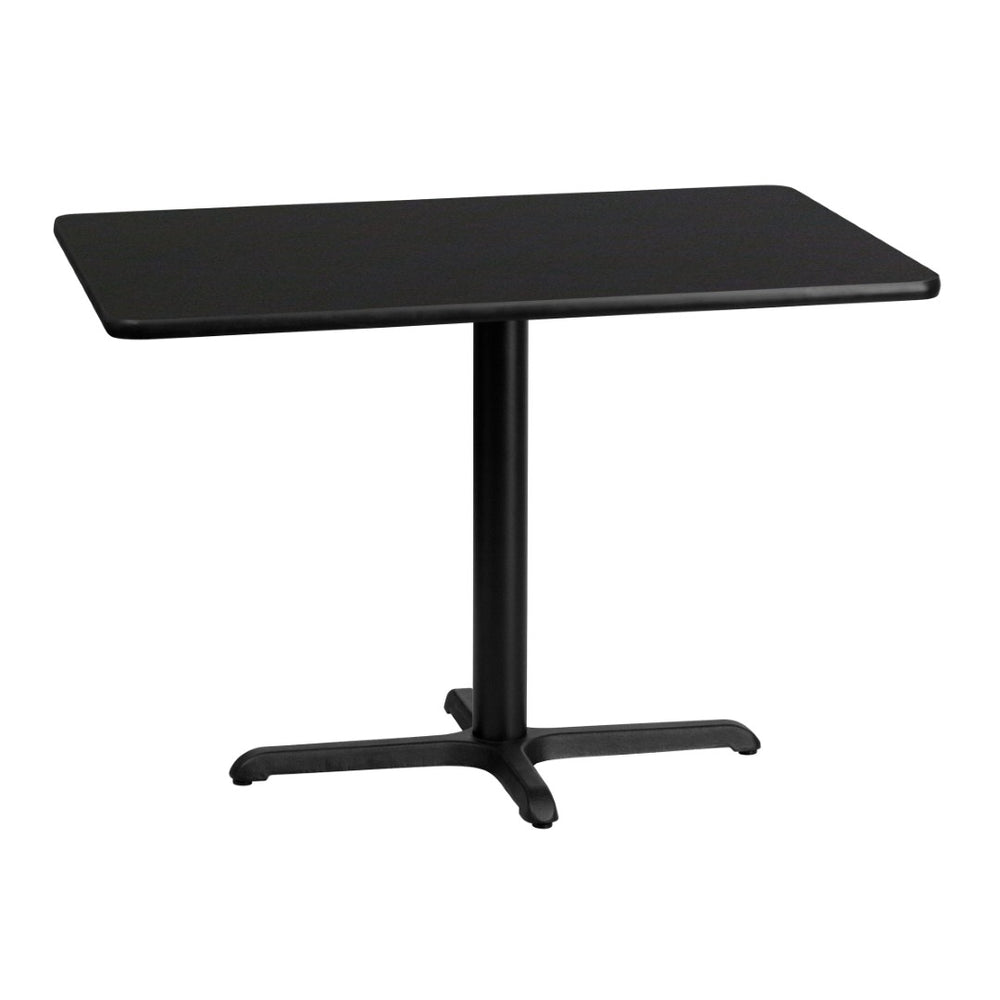English Elm Stiles 30'' x 42'' Durable Black Laminate Table Top with Versatile Base for Restaurants & Home Use XU-BLKTB-3042-T2230-GG