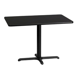 English Elm Stiles 30'' x 42'' Durable Black Laminate Table Top with Versatile Base for Restaurants & Home Use XU-BLKTB-3042-T2230-GG