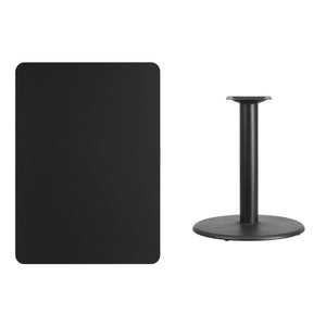 English Elm Stiles 30'' x 42'' Black Laminate Table Top with 24'' Round Base - Modern, Durable, Versatile Design XU-BLKTB-3042-TR24-GG