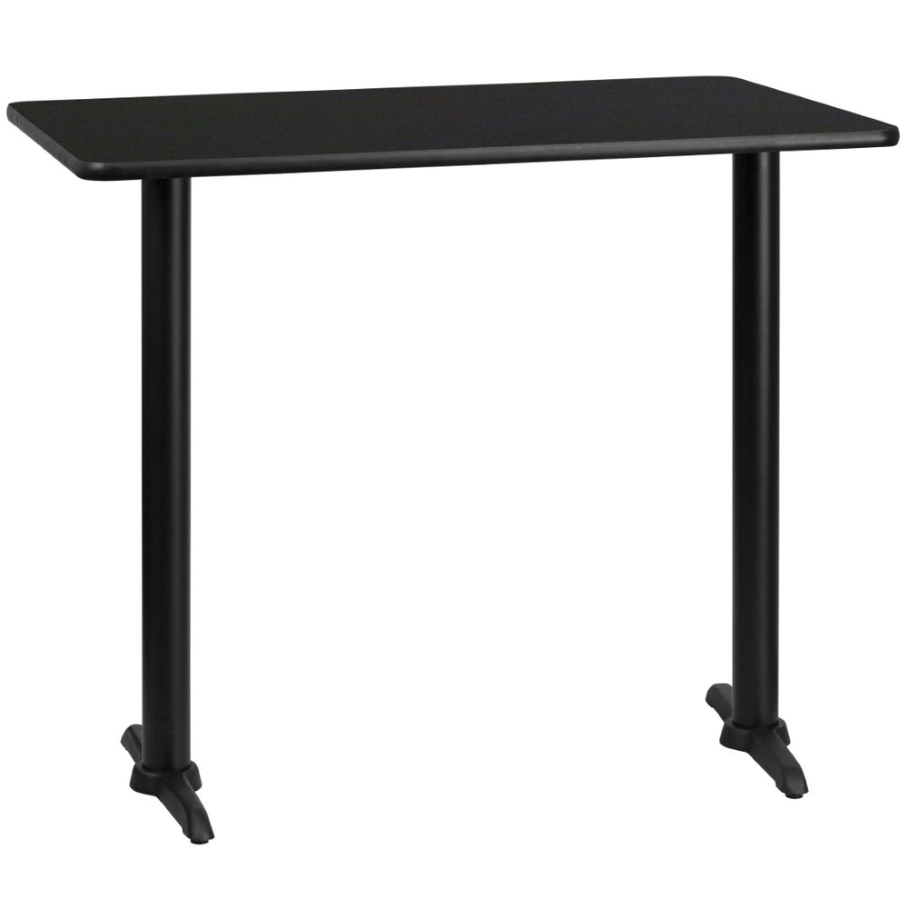 English Elm Stiles Durable Rectangular Laminate Table Top with Sturdy Bar Height Base for Commercial Use Black 30"W x 48"L XU-BLKTB-3048-T0522B-GG