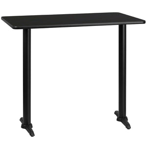 English Elm Stiles Durable Rectangular Laminate Table Top with Sturdy Bar Height Base for Commercial Use Black 30"W x 48"L XU-BLKTB-3048-T0522B-GG