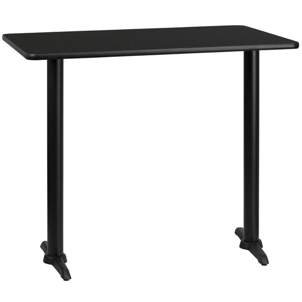 English Elm Stiles Durable Rectangular Laminate Table Top with Sturdy Bar Height Base for Commercial Use Black 30"W x 48"L XU-BLKTB-3048-T0522B-GG