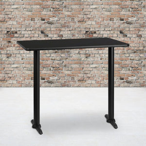 English Elm Stiles Durable Rectangular Laminate Table Top with Sturdy Bar Height Base for Commercial Use Black 30"W x 48"L XU-BLKTB-3048-T0522B-GG