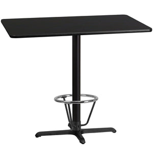 English Elm Stiles Commercial-Grade Bar-Height Table Set with Durable Laminate Top and Sturdy Cast Iron Base Black 30"W x 48"L XU-BLKTB-3048-T2230B-3CFR-GG