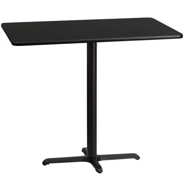 English Elm Stiles Rectangular Bar Height Table Set with Durable Laminate Top and Heavy-Duty Cast Iron Base Black 30"W x 48"L XU-BLKTB-3048-T2230B-GG