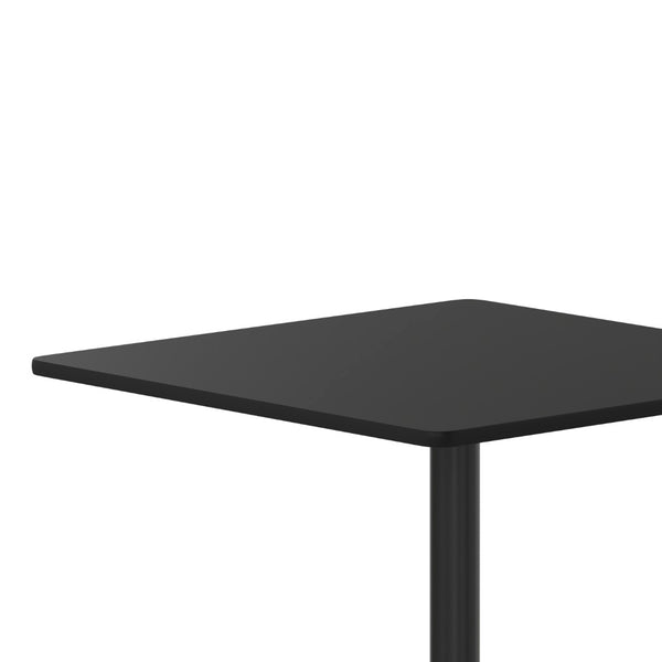 English Elm Stiles 36'' Square Black Laminate Table Top with Heavy-Duty X-Base for Modern Dining Spaces XU-BLKTB-3636-T3030-GG