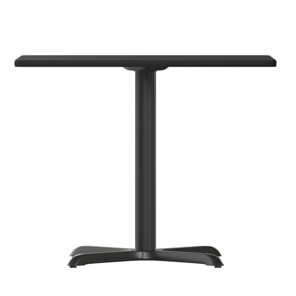 English Elm Carlton Stylish Banquet Table Set with Durable X-Base and Four Comfortable Ladder Back Chairs Black Top/Black Vinyl Seat 36" Square HDBF1013-GG