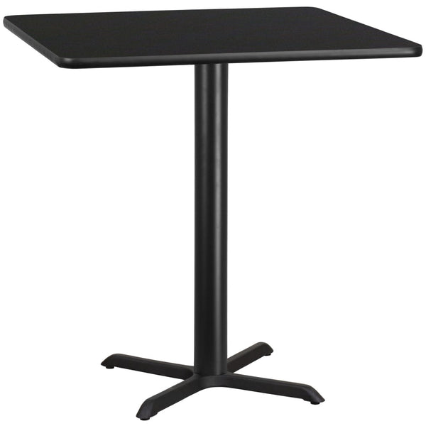English Elm Stiles 42'' Square Black Laminate Table Top - Durable, Stylish Base for Restaurants & Home Use XU-BLKTB-4242-T3333-GG