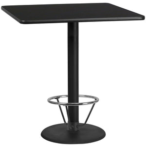 English Elm Stiles Modern Bar Height Table Set with Durable Laminate Top and Sturdy Cast Iron Base for Dining Spaces Black 42" Square XU-BLKTB-4242-TR24B-4CFR-GG