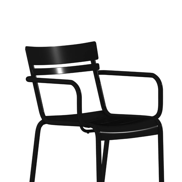 English Elm Nash Commercial Grade Steel Stackable Chair for Indoor-Outdoor Use with Ergonomic Design & Comfort Black XU-CH-10318-ARM-BK-GG