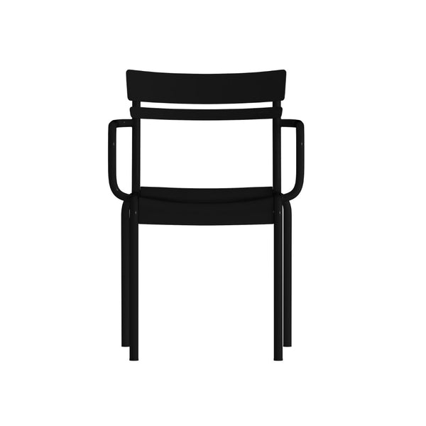English Elm Nash Commercial Grade Steel Stackable Chair for Indoor-Outdoor Use with Ergonomic Design & Comfort Black XU-CH-10318-ARM-BK-GG