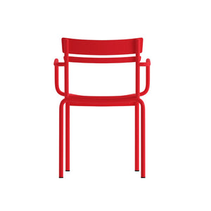 English Elm Nash Commercial Grade Steel Stackable Chair for Indoor-Outdoor Use with Ergonomic Design & Comfort Red XU-CH-10318-ARM-RED-GG