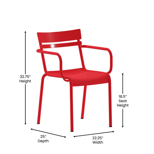 English Elm Nash Commercial Grade Steel Stackable Chair for Indoor-Outdoor Use with Ergonomic Design & Comfort Red XU-CH-10318-ARM-RED-GG