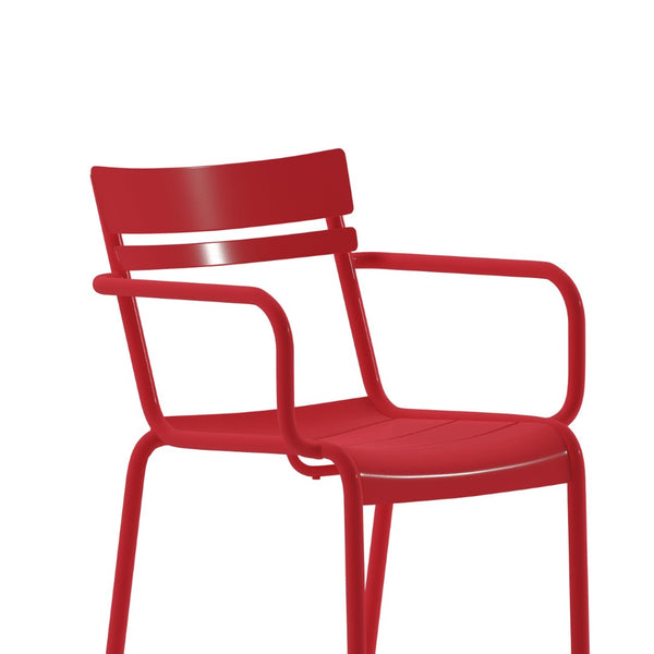 English Elm Nash Commercial Grade Steel Stackable Chair for Indoor-Outdoor Use with Ergonomic Design & Comfort Red XU-CH-10318-ARM-RED-GG