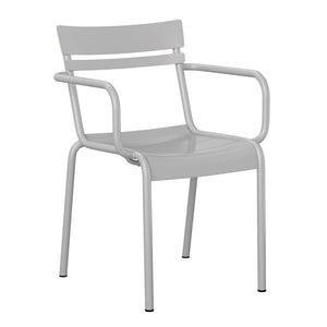 English Elm Nash Commercial Grade Steel Stackable Chair for Indoor-Outdoor Use with Ergonomic Design & Comfort Silver XU-CH-10318-ARM-SIL-GG