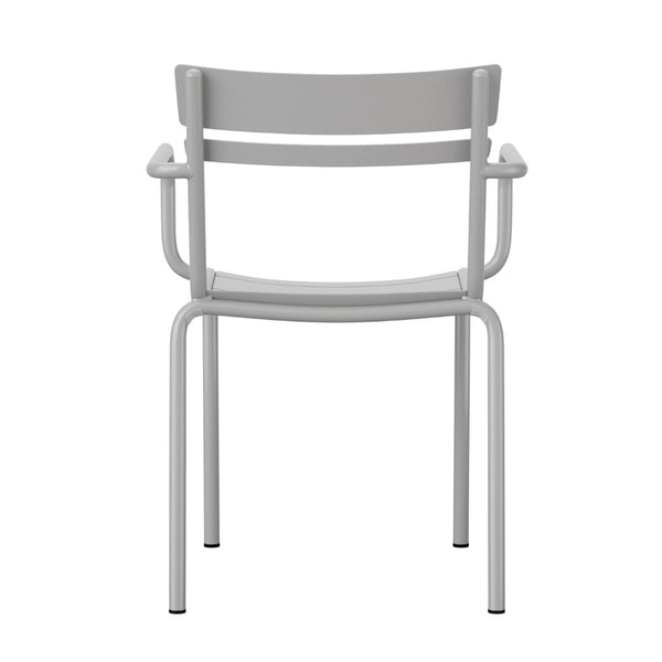 English Elm Nash Commercial Grade Steel Stackable Chair for Indoor-Outdoor Use with Ergonomic Design & Comfort Silver XU-CH-10318-ARM-SIL-GG