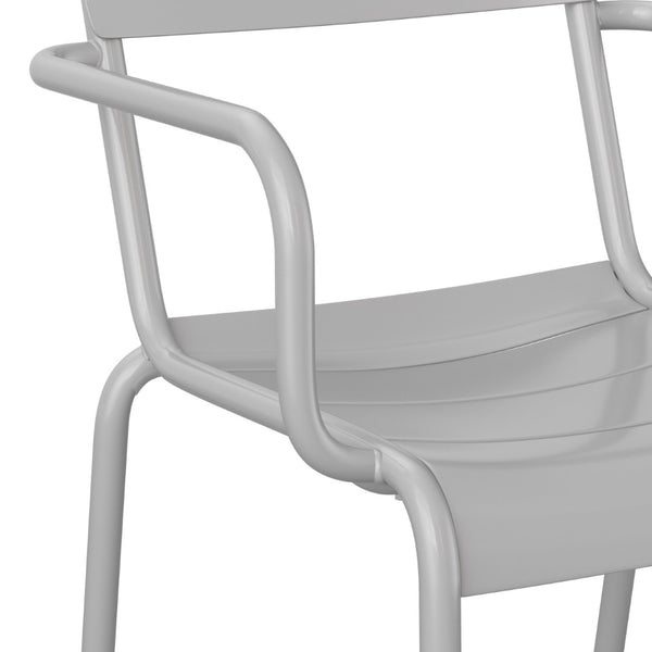 English Elm Nash Commercial Grade Steel Stackable Chair for Indoor-Outdoor Use with Ergonomic Design & Comfort Silver XU-CH-10318-ARM-SIL-GG