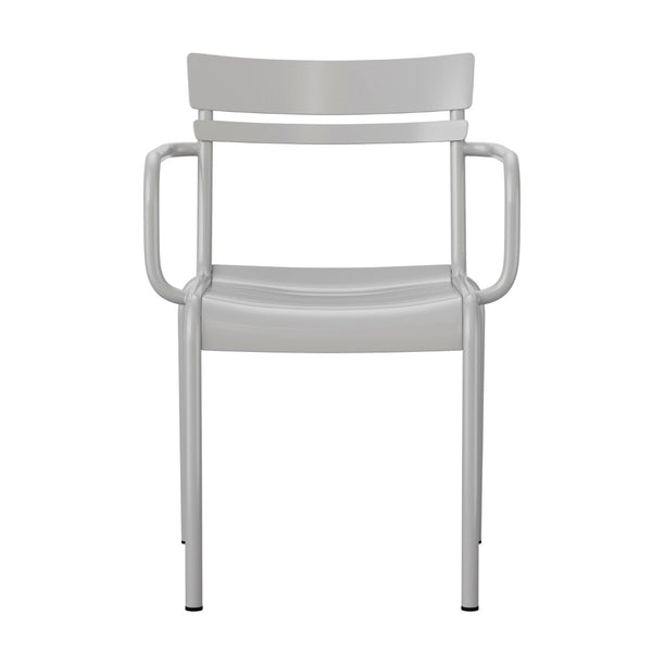 English Elm Nash Commercial Grade Steel Stackable Chair for Indoor-Outdoor Use with Ergonomic Design & Comfort Silver XU-CH-10318-ARM-SIL-GG