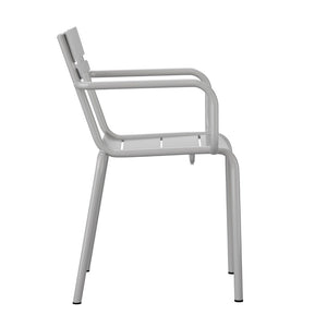 English Elm Nash Commercial Grade Steel Stackable Chair for Indoor-Outdoor Use with Ergonomic Design & Comfort Silver XU-CH-10318-ARM-SIL-GG