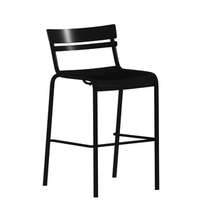 English Elm Nash Commercial Grade Metal Indoor-Outdoor Bar Stool with Slatted Design for Ultimate Comfort Black XU-CH-10318-B-BK-GG