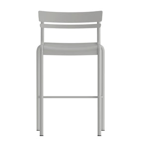 English Elm Nash Commercial Grade Metal Indoor-Outdoor Bar Stool with Slatted Design for Ultimate Comfort Silver XU-CH-10318-B-SIL-GG