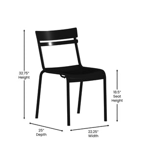 English Elm Nash Commercial Grade Steel Stack Chair - Durable Armless Design for Indoor and Outdoor Seating Black XU-CH-10318-BK-GG