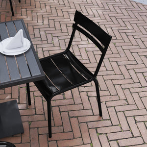 English Elm Nash Commercial Grade Steel Stack Chair - Durable Armless Design for Indoor and Outdoor Seating Black XU-CH-10318-BK-GG