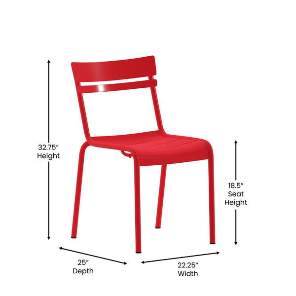 English Elm Nash Commercial Grade Steel Stack Chair - Durable Armless Design for Indoor and Outdoor Seating Red XU-CH-10318-RED-GG
