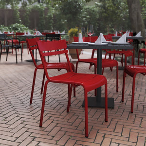 English Elm Nash Commercial Grade Steel Stack Chair - Durable Armless Design for Indoor and Outdoor Seating Red XU-CH-10318-RED-GG