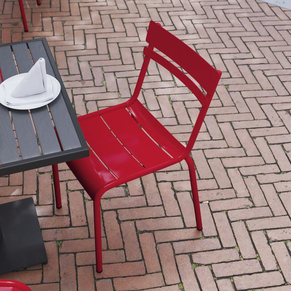 English Elm Nash Commercial Grade Steel Stack Chair - Durable Armless Design for Indoor and Outdoor Seating Red XU-CH-10318-RED-GG