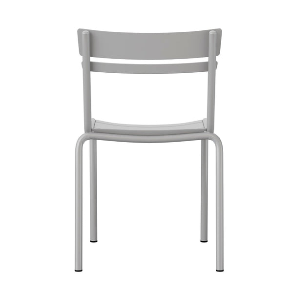 English Elm Nash Commercial Grade Steel Stack Chair - Durable Armless Design for Indoor and Outdoor Seating Silver XU-CH-10318-SIL-GG