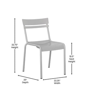English Elm Nash Commercial Grade Steel Stack Chair - Durable Armless Design for Indoor and Outdoor Seating Silver XU-CH-10318-SIL-GG