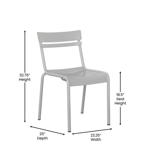 English Elm Nash Commercial Grade Steel Stack Chair - Durable Armless Design for Indoor and Outdoor Seating Silver XU-CH-10318-SIL-GG