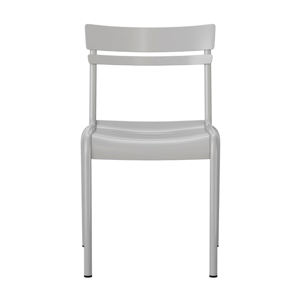 English Elm Nash Commercial Grade Steel Stack Chair - Durable Armless Design for Indoor and Outdoor Seating Silver XU-CH-10318-SIL-GG