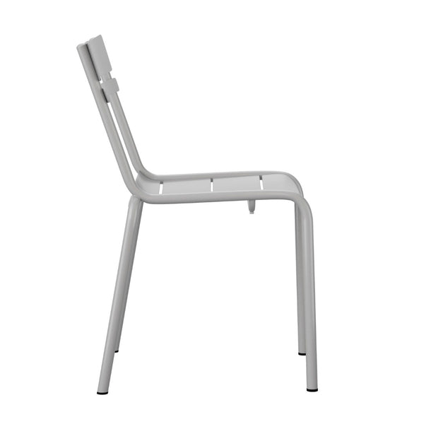 English Elm Nash Commercial Grade Steel Stack Chair - Durable Armless Design for Indoor and Outdoor Seating Silver XU-CH-10318-SIL-GG